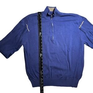 Loro Piana Blue Silk Cotton Quarter Zip Men's Size 50
